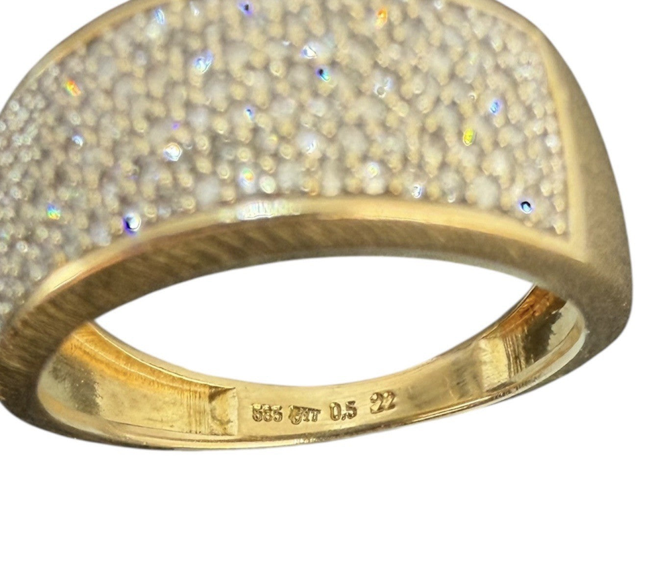 585 Gold Ring Diamantring 0,5 ct Brillant Pavé Goldring Gr. 58 14K
