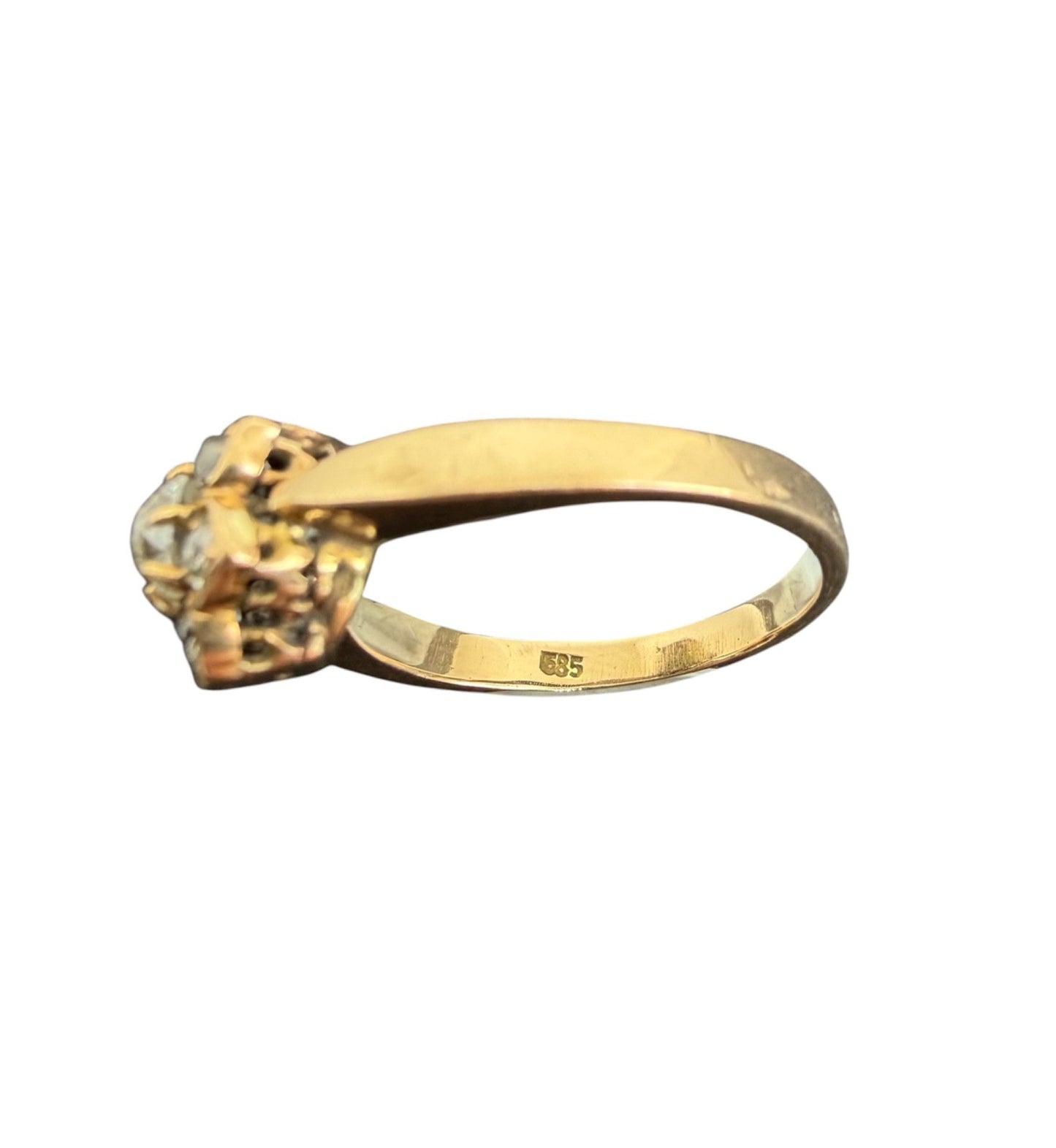 585 Gold Ring Antiker Diamantenring im Rosenschliff 0,85ct Blütenring 14K