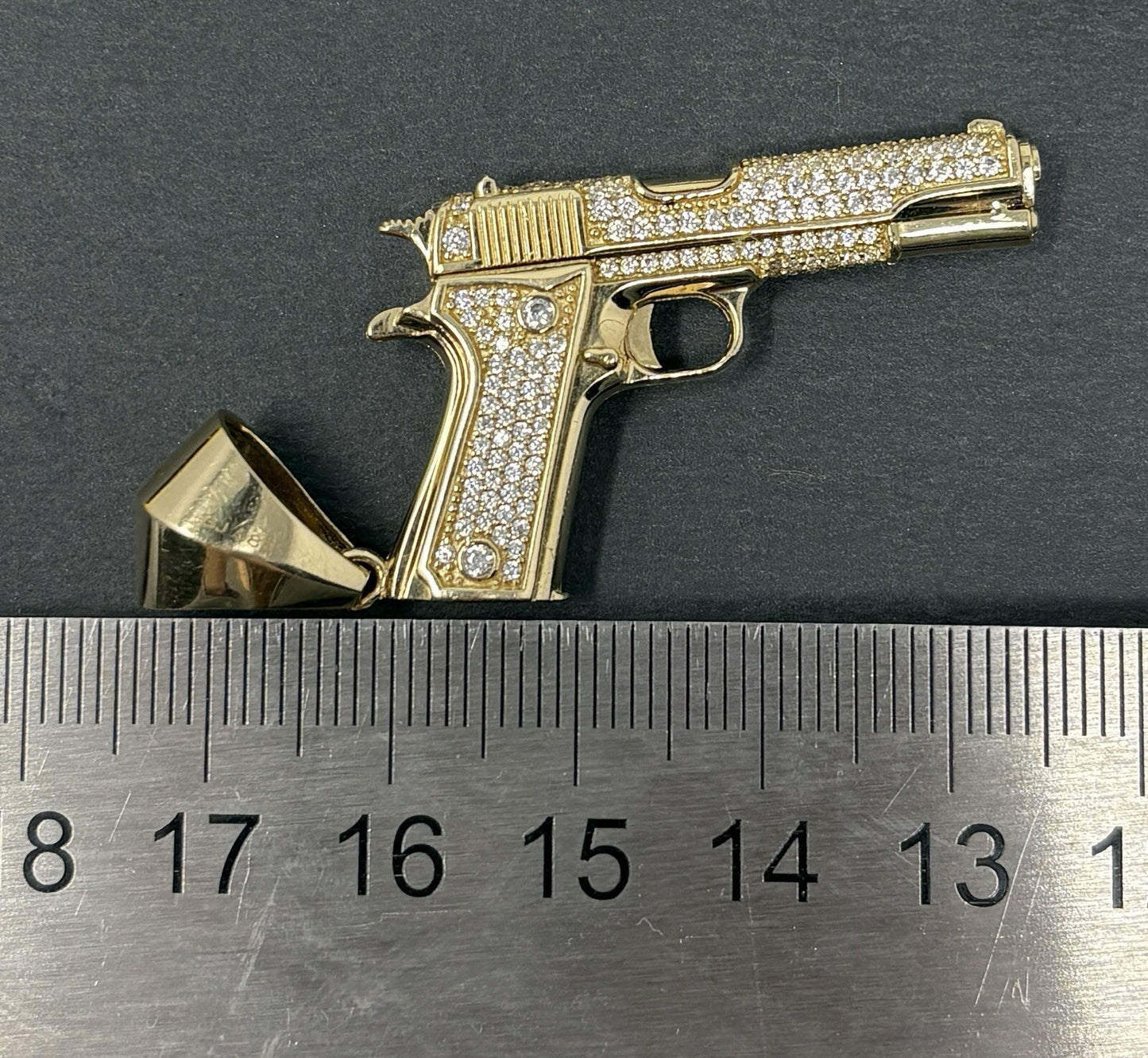 585 Gold Anhänger Pistole 274 Diamanten ca. 1,7ct Farbe H 14K