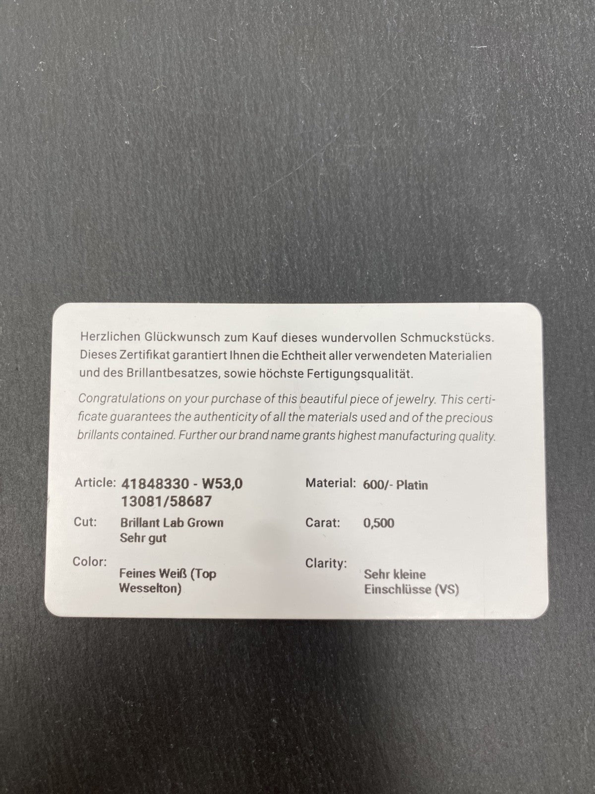 Platin Ring 0,5 Karat Solitärring mit funkelndem Brillant Diamantring | Gr. 53