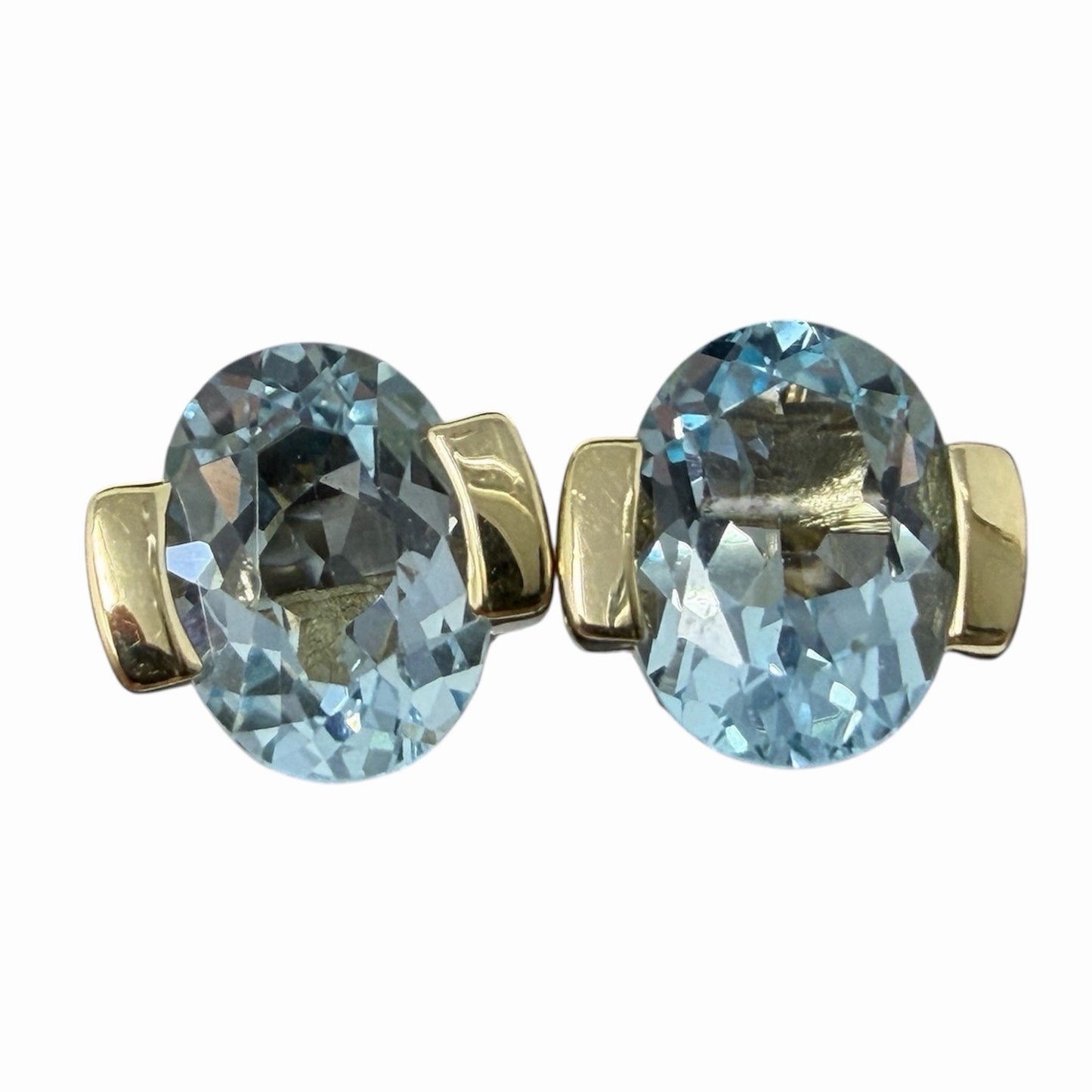 585 Gold Ohrstecker mit Blautopas | 14K