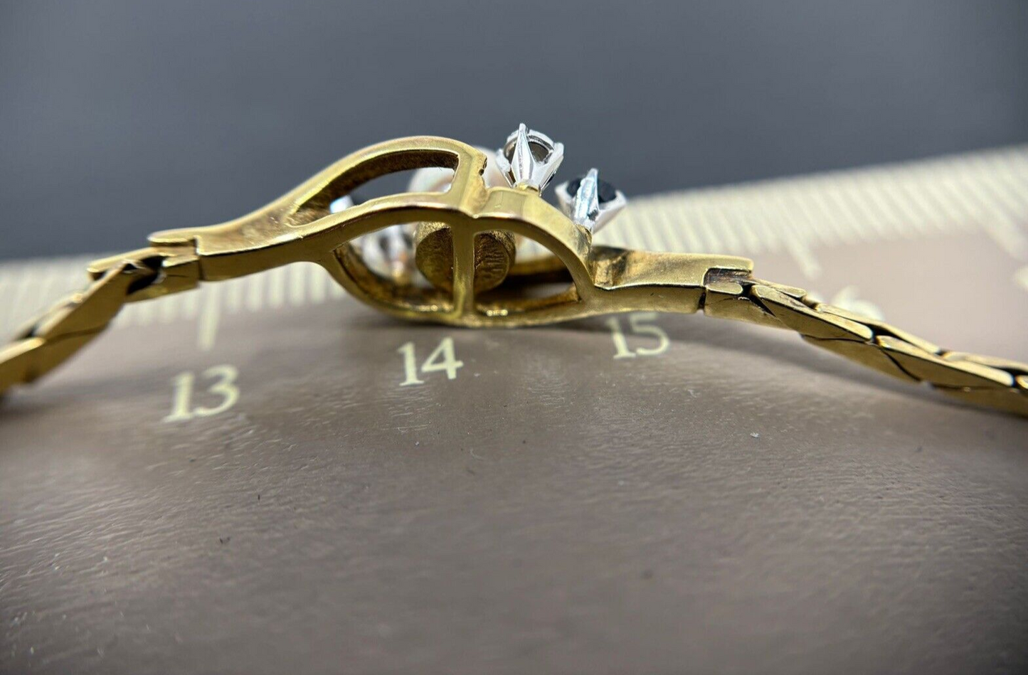 Armband Gelbgold Diamanten/Saphire Südseeperle 8K/333 19cm