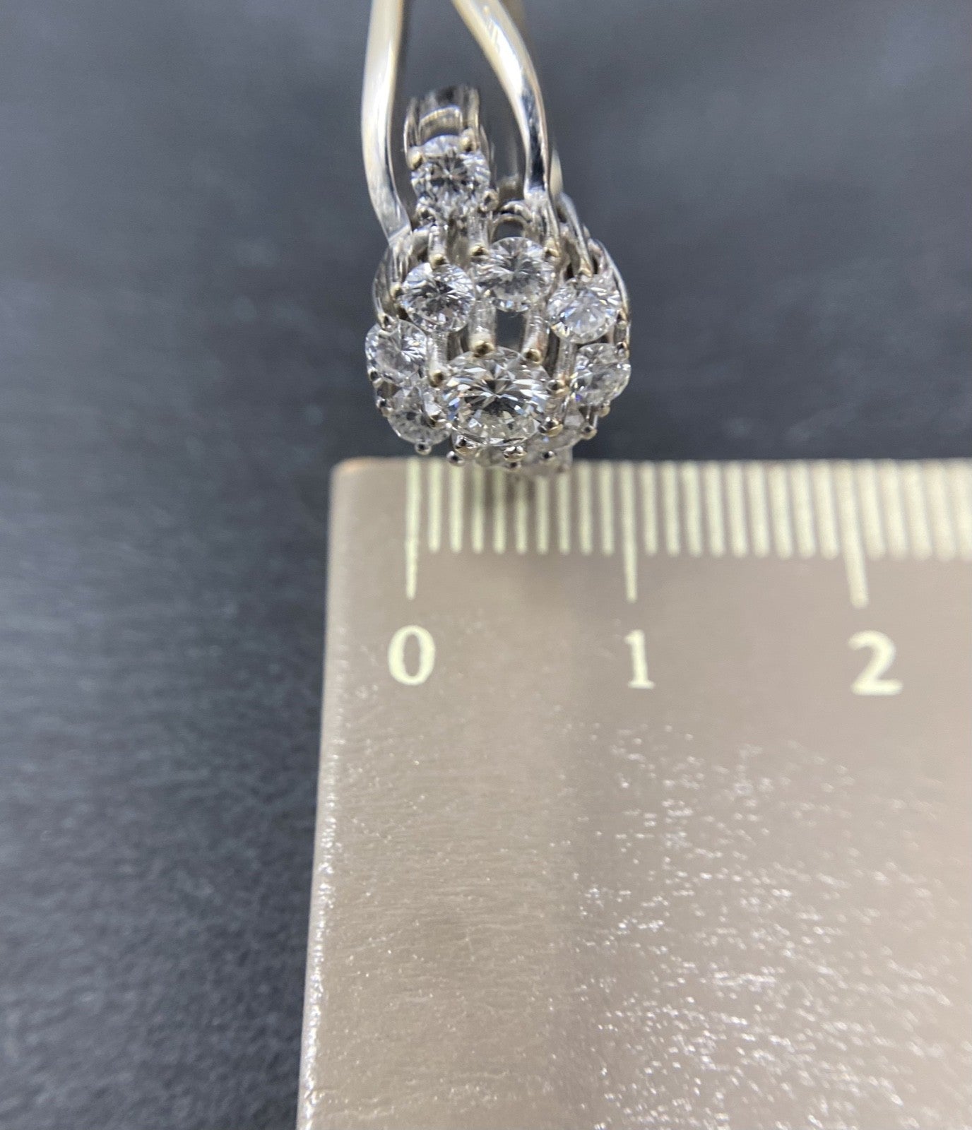 585 Gold Ring Weißgold mit funkelndem ca. 1,5 Karat Diamant -Blütencluster | 14K