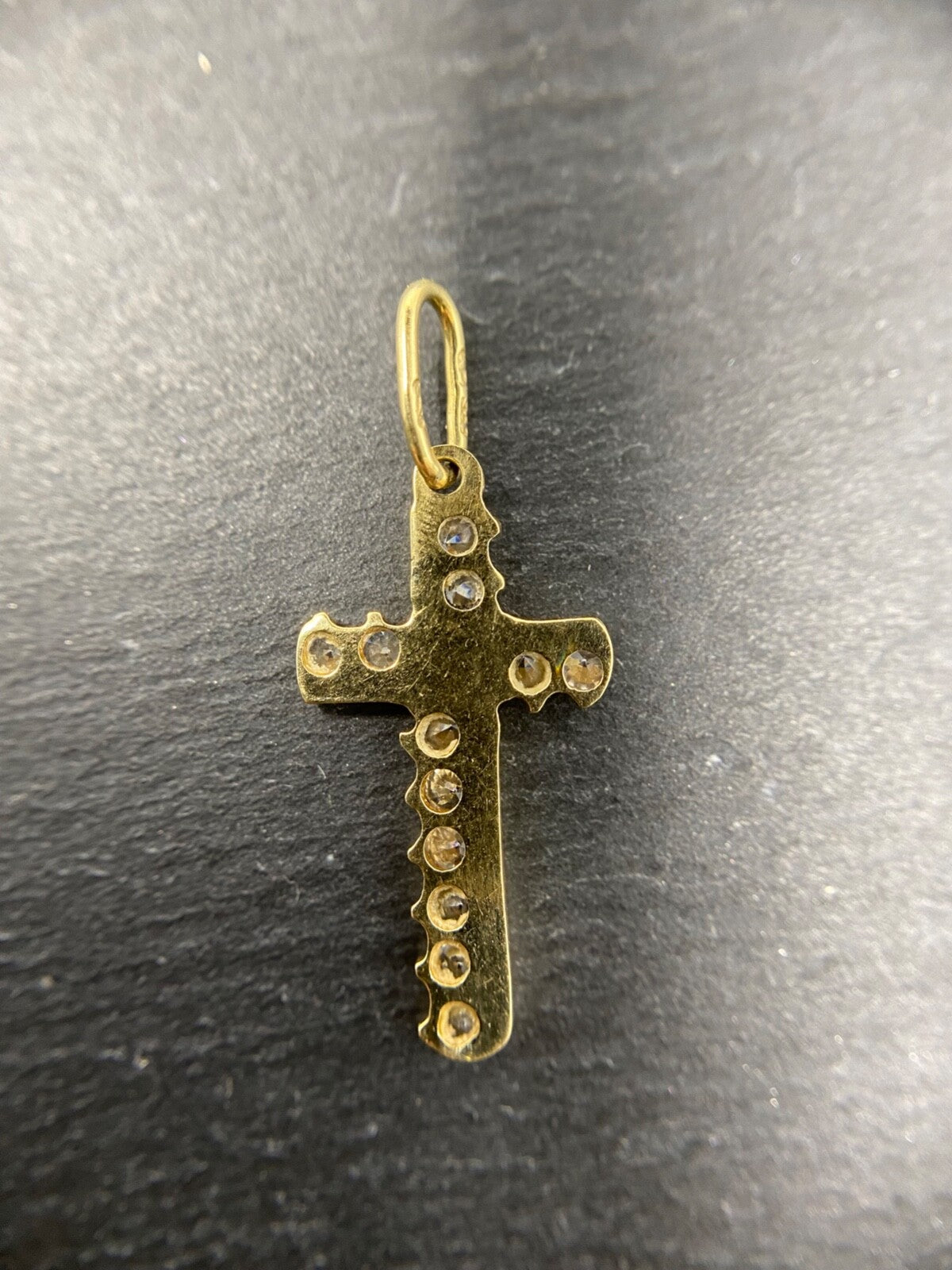 585 Gold Anhänger Kreuz Gelbgold mit Zirkoniasteine im Brillantenschliff 14K