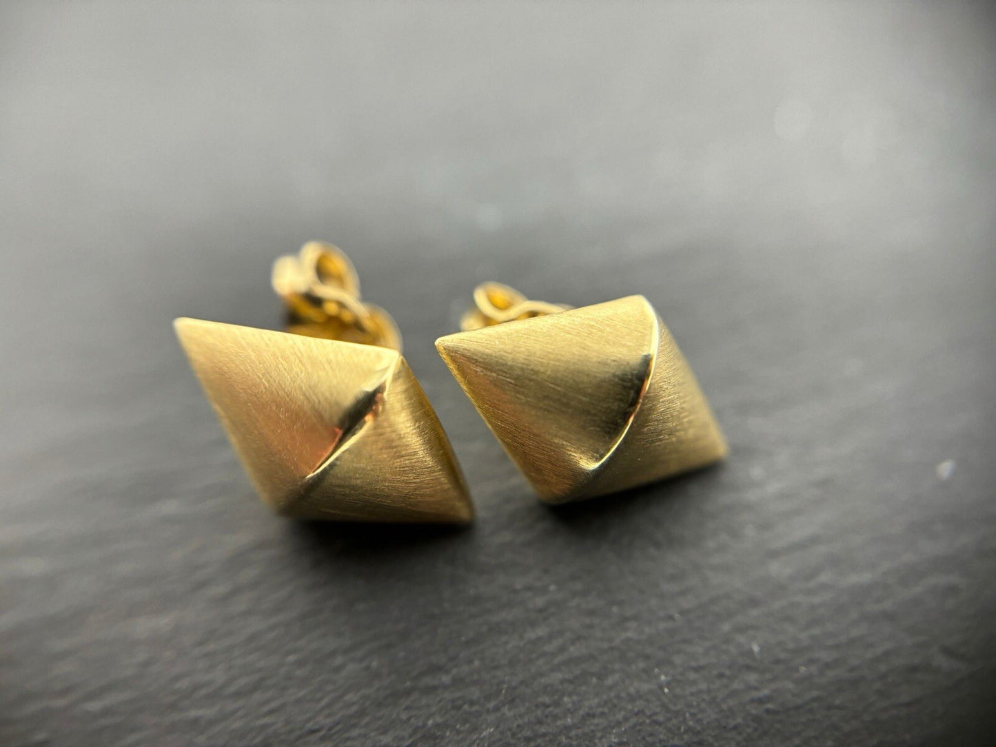 585 Gold Ohrringe Ohrstecker 1,5cm matt gebürstet 14K