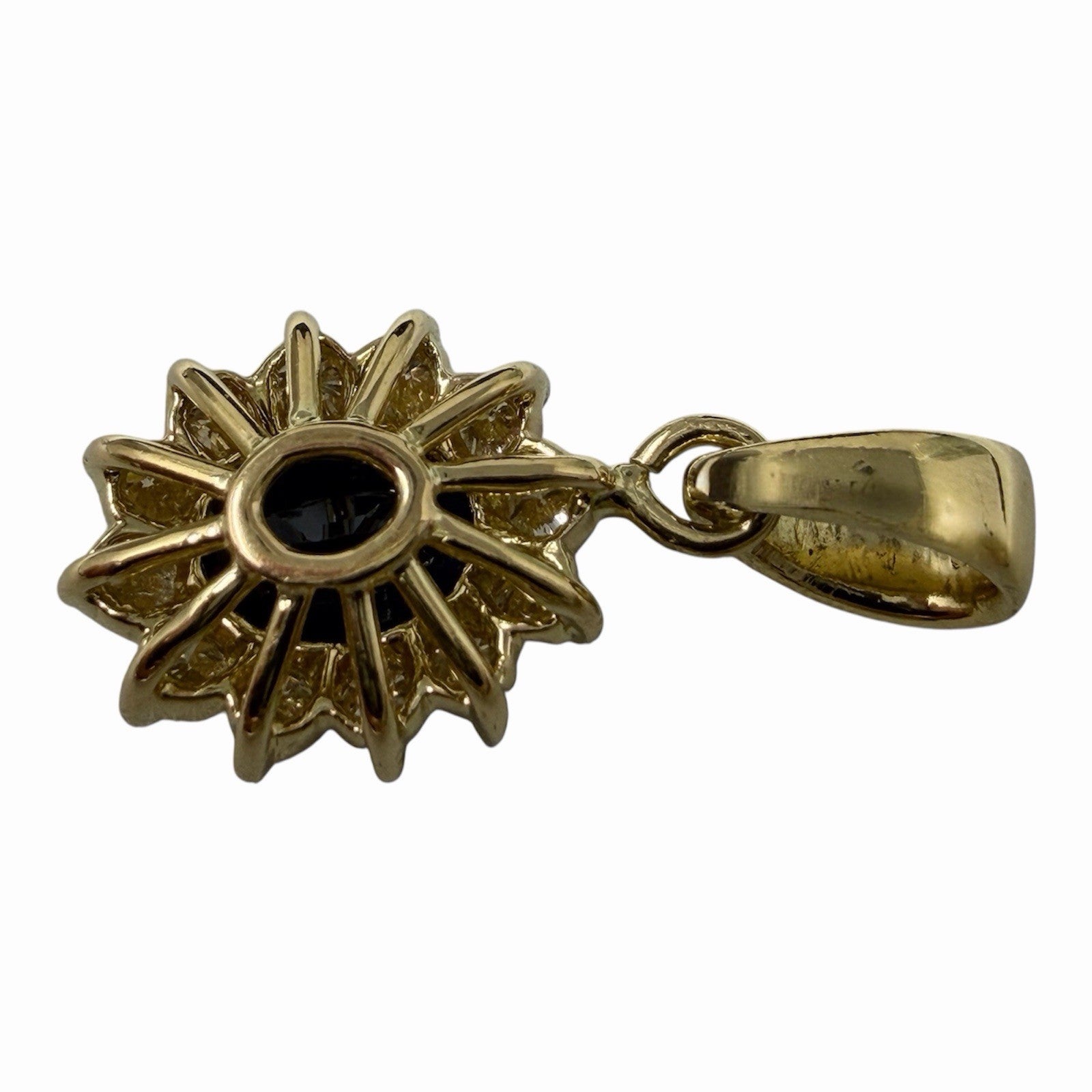 750 Gold Anhänger Saphir 1,5ct Entourage mit Brillanten 18K