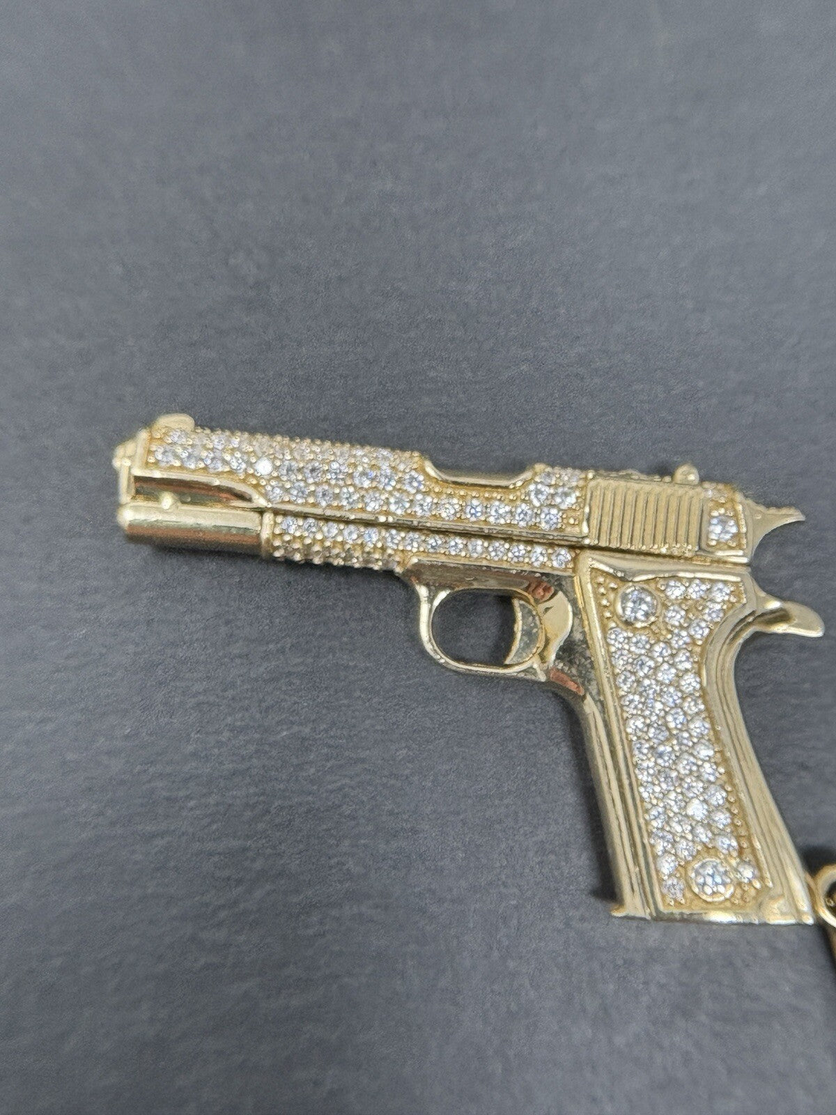 585 Gold Anhänger Pistole 274 Diamanten ca. 1,7ct Farbe  H 14K