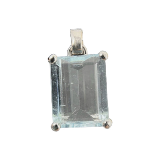 750 Gold Anhänger Weißgold | Aquamarin ca. 8ct Emerald Schliff 18K