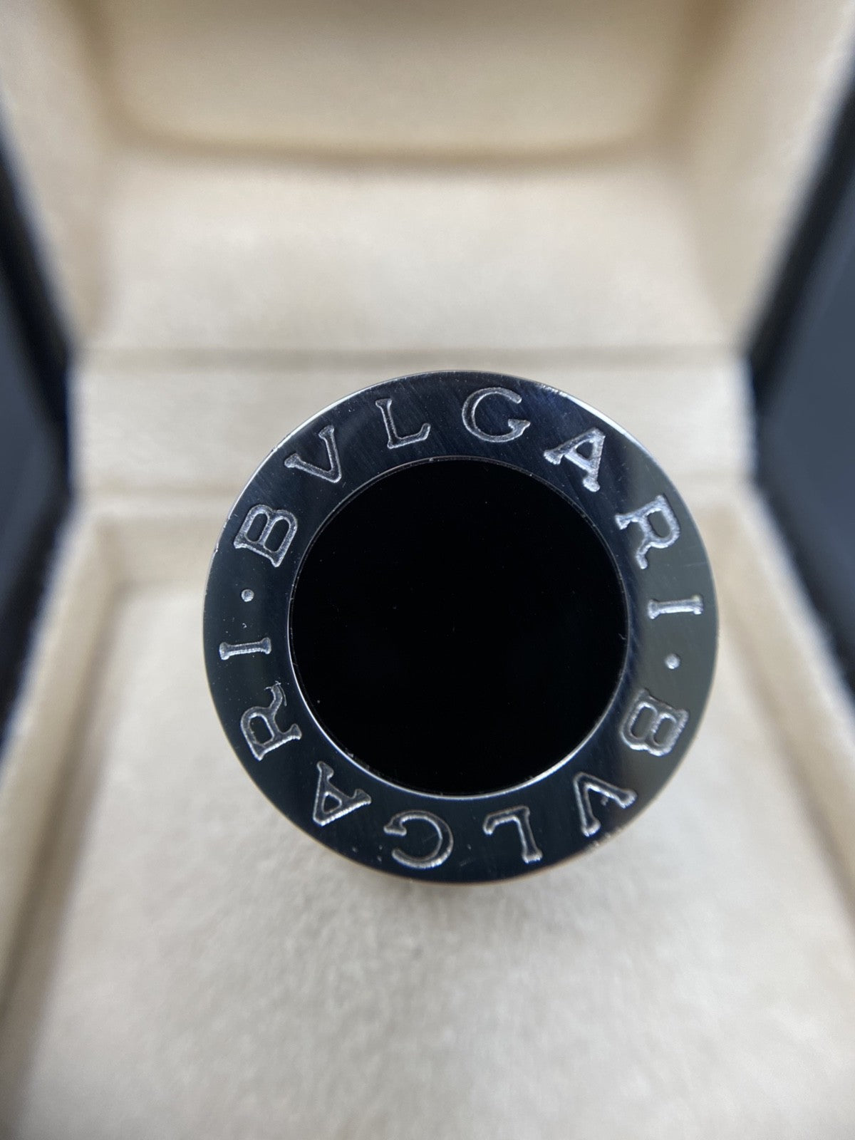 750 Bvlgari Ring Onyx Ring Weißgold Gr. 60 Originalbox 18K
