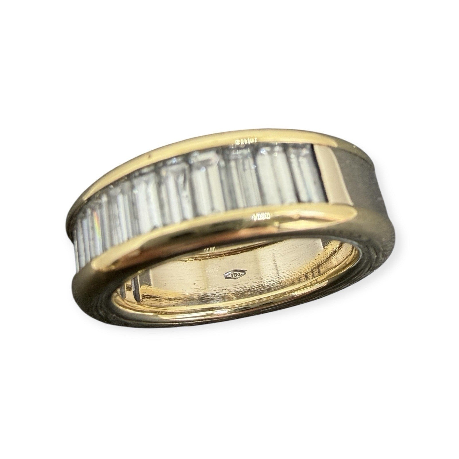 750 Gold Ring 1,2ct Baguette Diamanten Gr.50  18K
