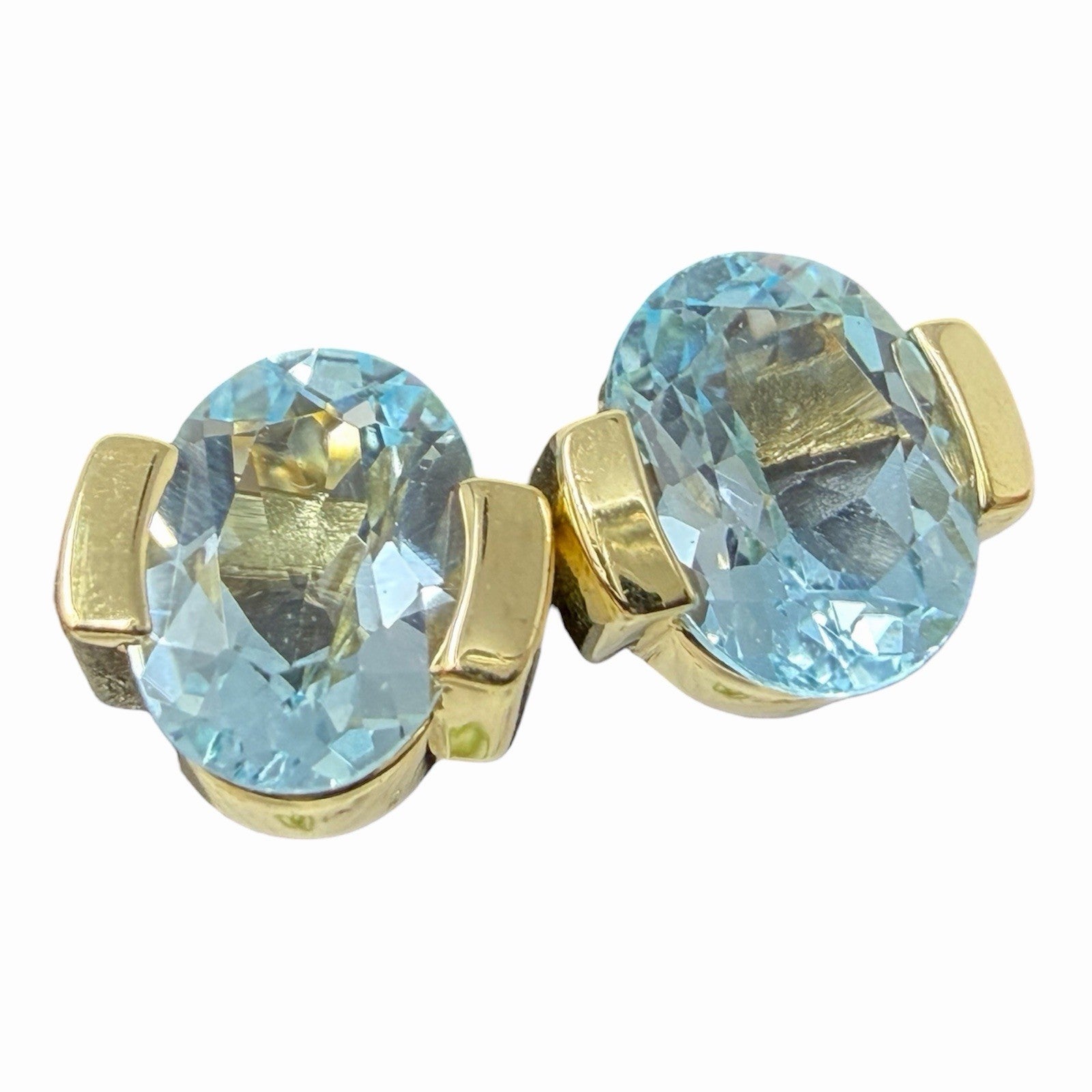 585 Gold Ohrstecker mit Blautopas | 14K