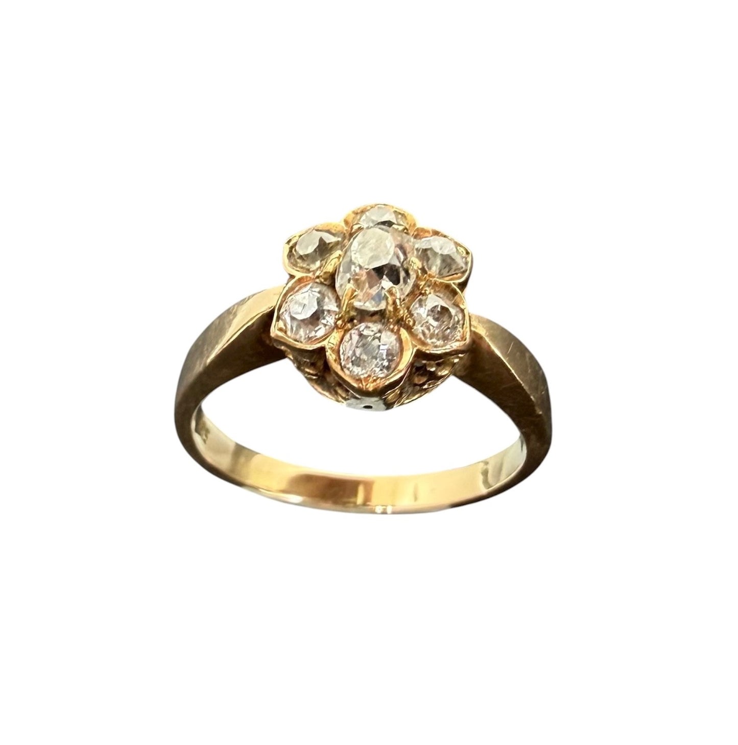 585 Gold Ring Antiker Diamantenring im Rosenschliff 0,85ct Blütenring 14K