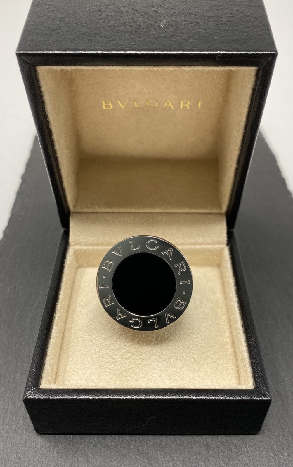 750 Bvlgari Ring Onyx Ring Weißgold Gr. 60 Originalbox 18K