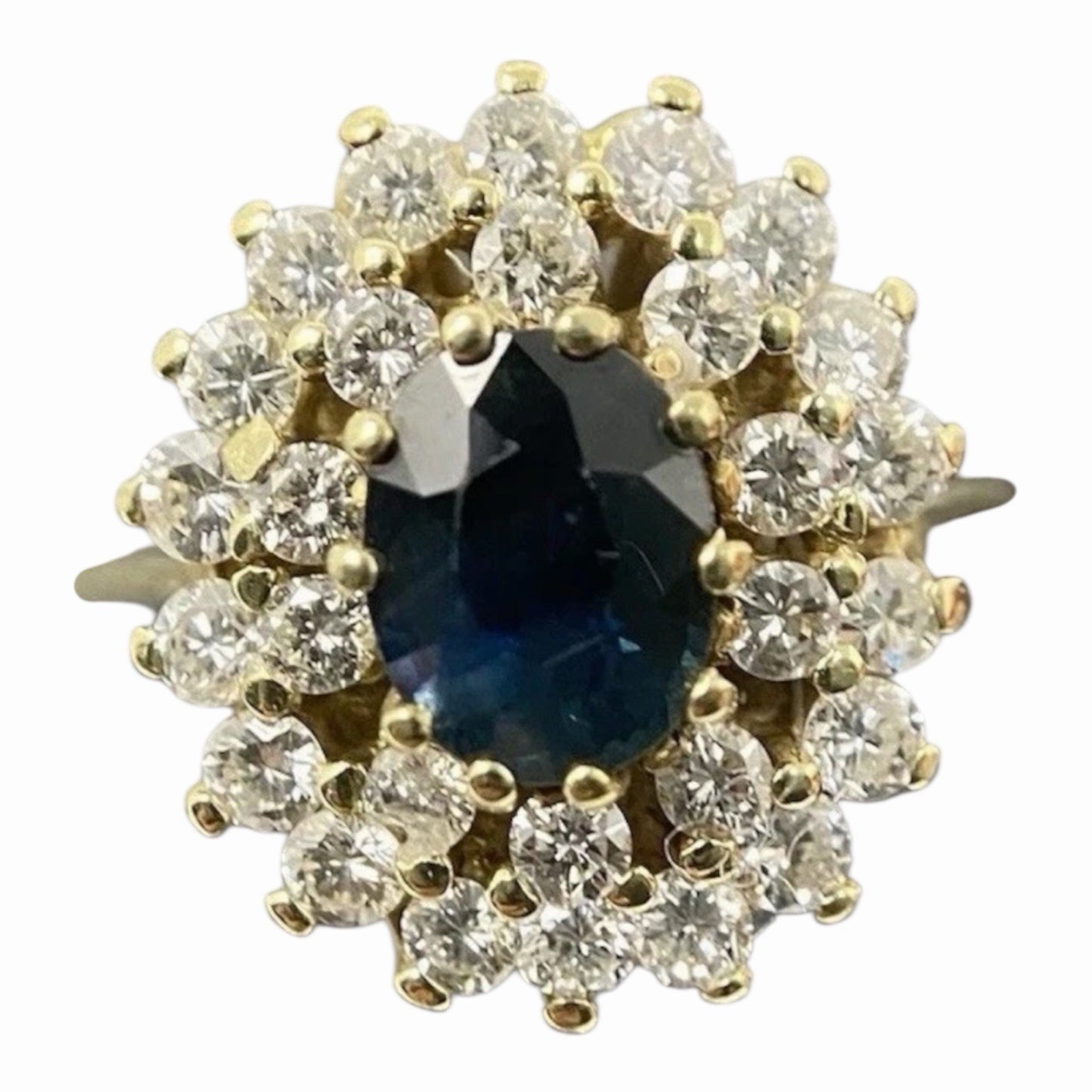 585 Gold Ring 1ct Saphir und Brillanten Gr. 54 14K