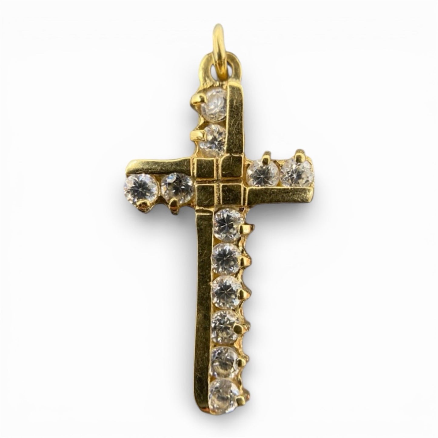 585 Gold Anhänger Kreuz Gelbgold mit Zirkoniasteine im Brillantenschliff 14K