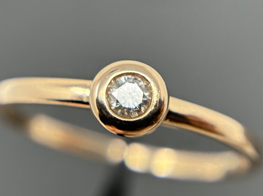 Gold Ring Rotgold 0,1ct Diamant 14K/585 Solitärring Gr.56