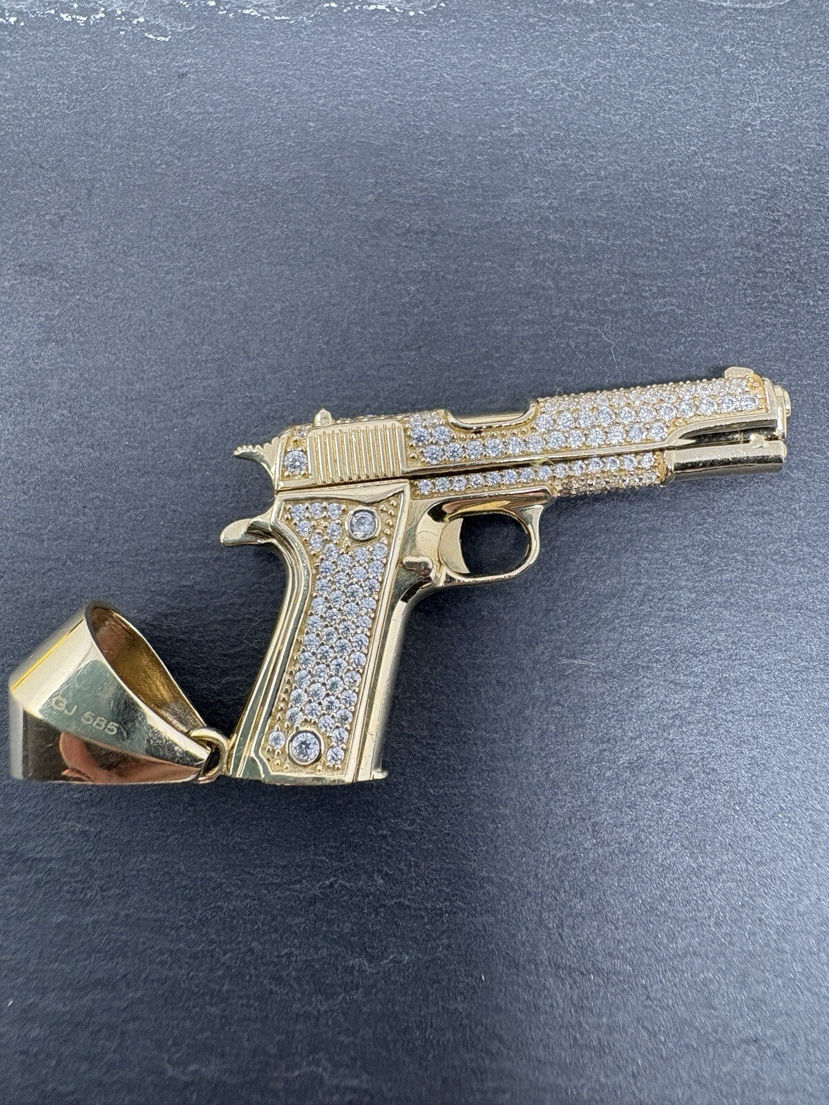 585 Gold Anhänger Pistole 274 Diamanten ca. 1,7ct Farbe  H 14K