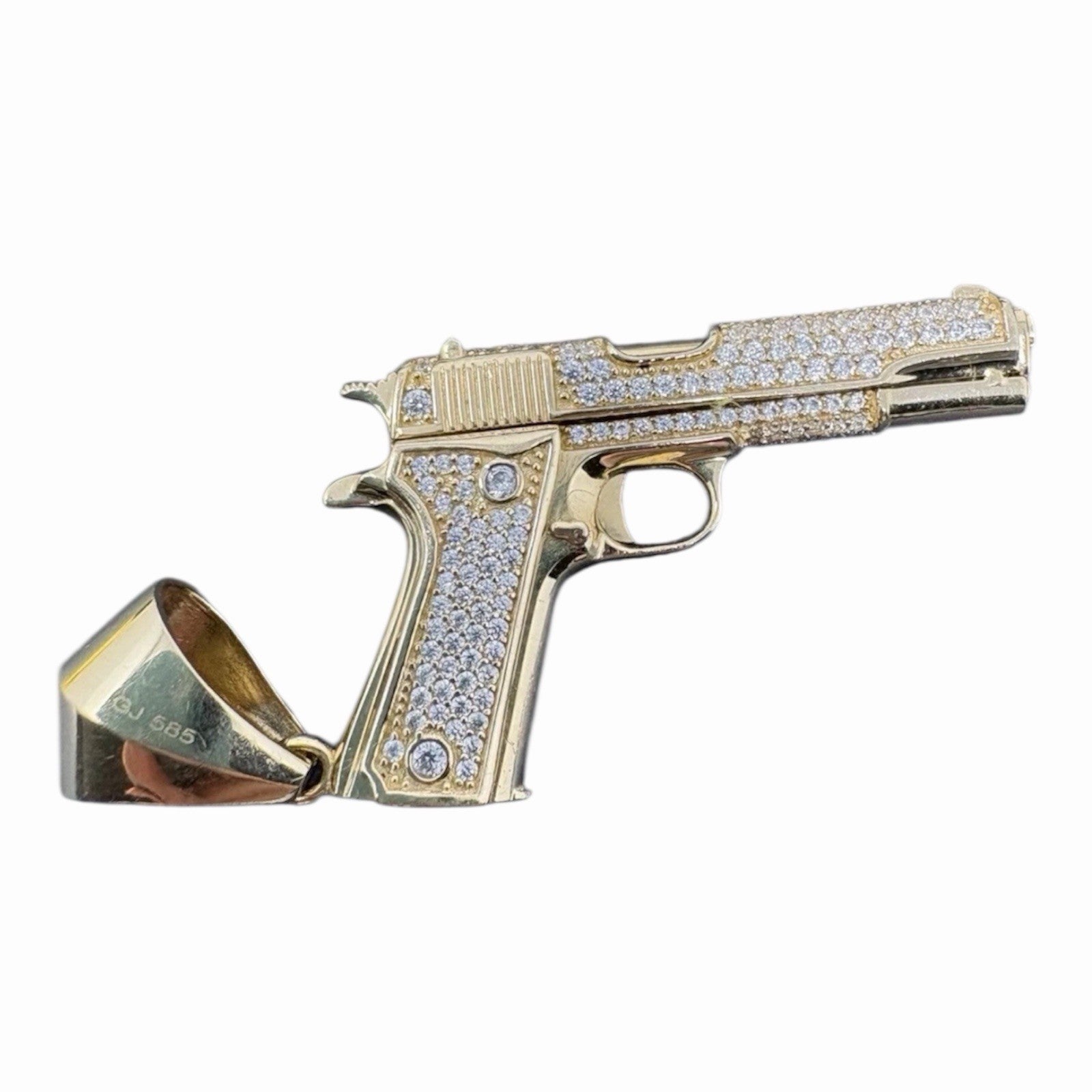 585 Gold Anhänger Pistole 274 Diamanten ca. 1,7ct Farbe  H 14K