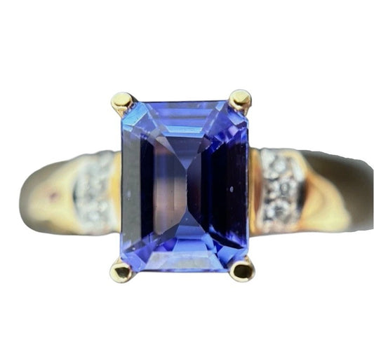 Tansanit 1,5ct Ring 585 gelb Gold 14 Karat Goldring Solitärring