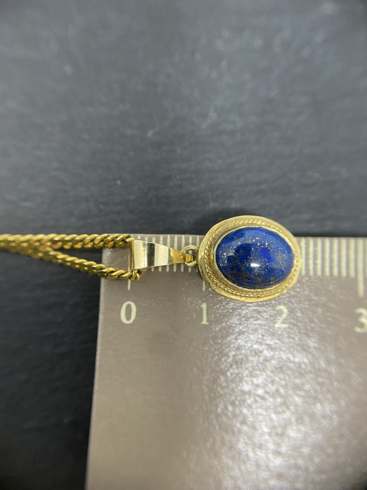 14K Gold Schmuckset Lapislazuli – Panzerkette & Ohrstecker – Echtgold – Vintage