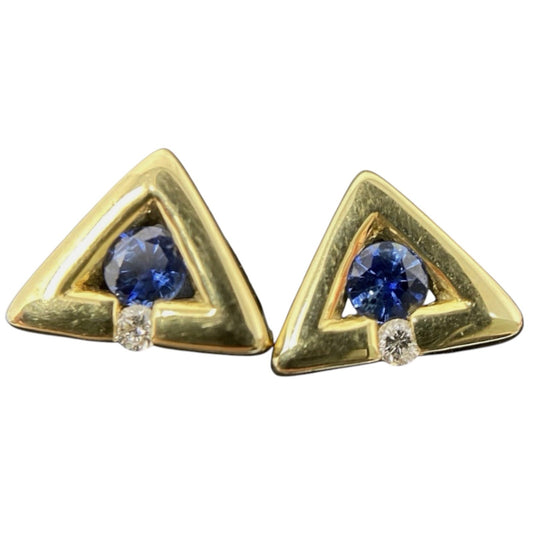 585 Gold Ohrstecker Brillant und Saphir | 14K