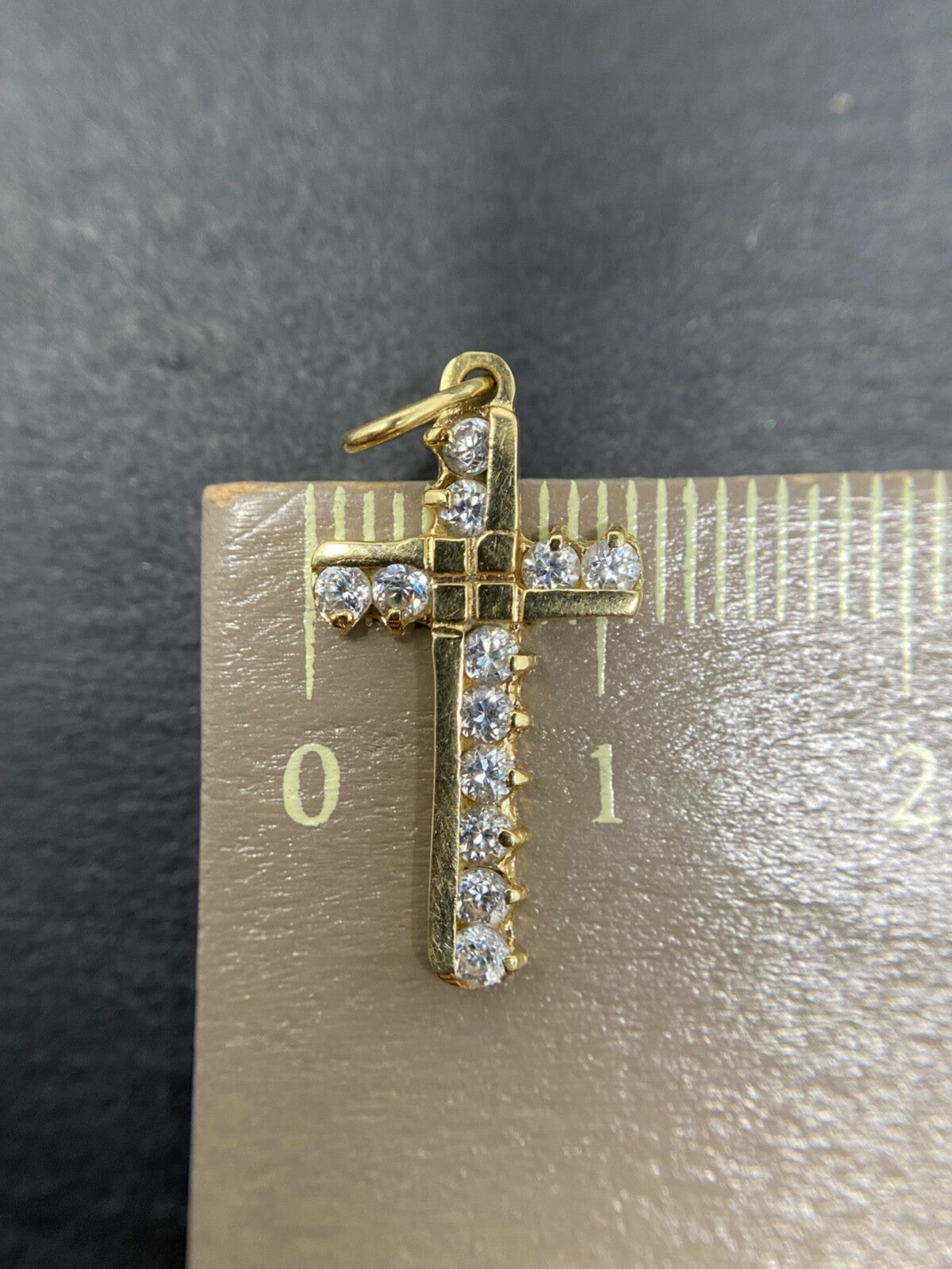 585 Gold Anhänger Kreuz Gelbgold mit Zirkoniasteine im Brillantenschliff 14K