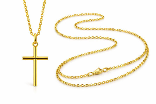 585 Gold Halskette Ankerkette Mit Kreuz Anhänger 41cm 1mm glänzend 14K