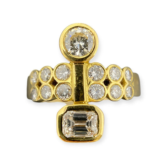 Diamant Ring Gelbgold 1ct Brillanten 18K/750 Gr. 56