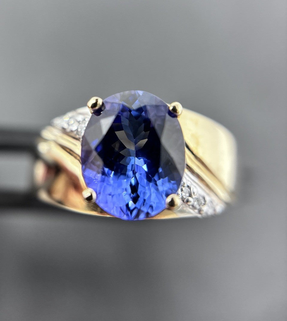585 Gold Ring Tansanit 4ct Solitärring Harry Ivens 14K