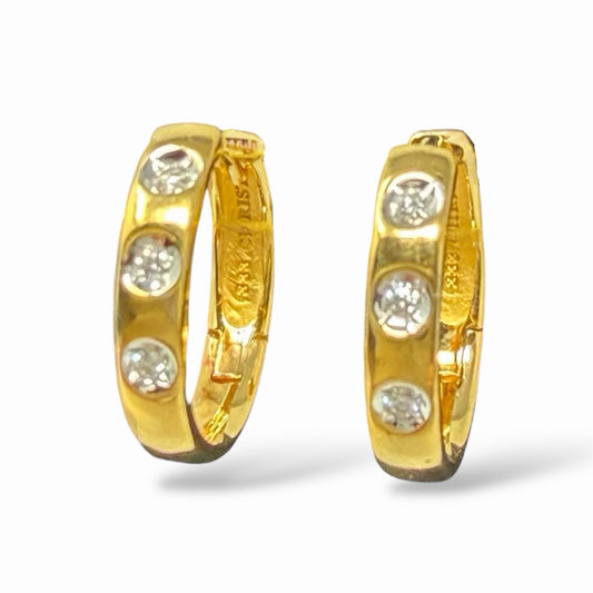 333 Gold Creolen Gelbgold 8K mit weißen Zirkonia