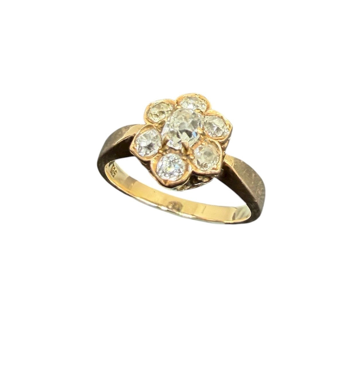 585 Gold Ring Antiker Diamantenring im Rosenschliff 0,85ct Blütenring 14K