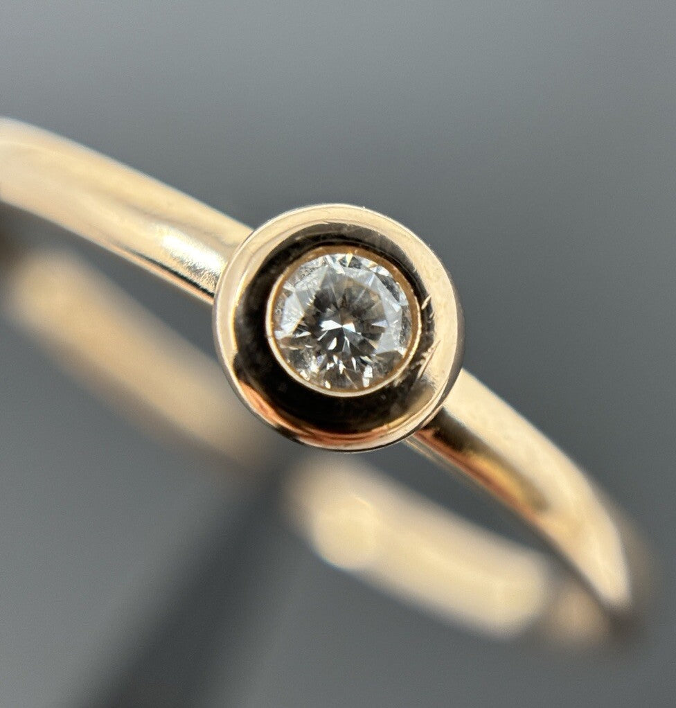 Gold Ring Rotgold 0,1ct Diamant 14K/585 Solitärring Gr.56