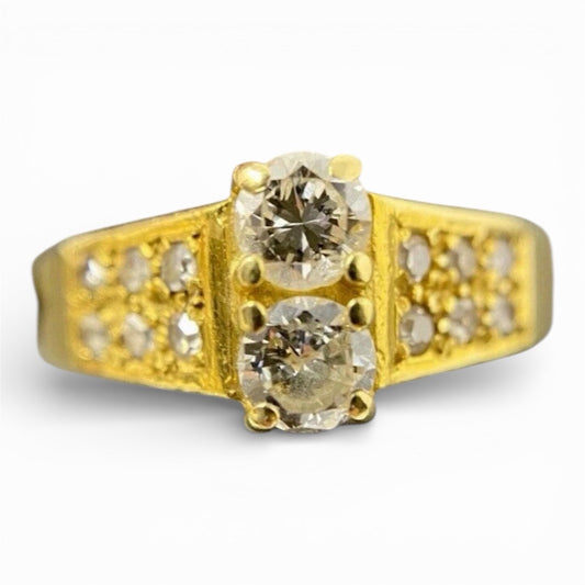 585 Gold Ring Vintage Brillanten ca. 0,25ct Gr.54 14K