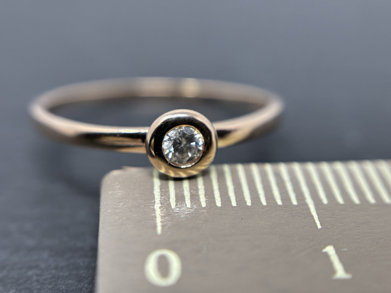 Gold Ring Rotgold 0,1ct Diamant 14K/585 Solitärring Gr.56