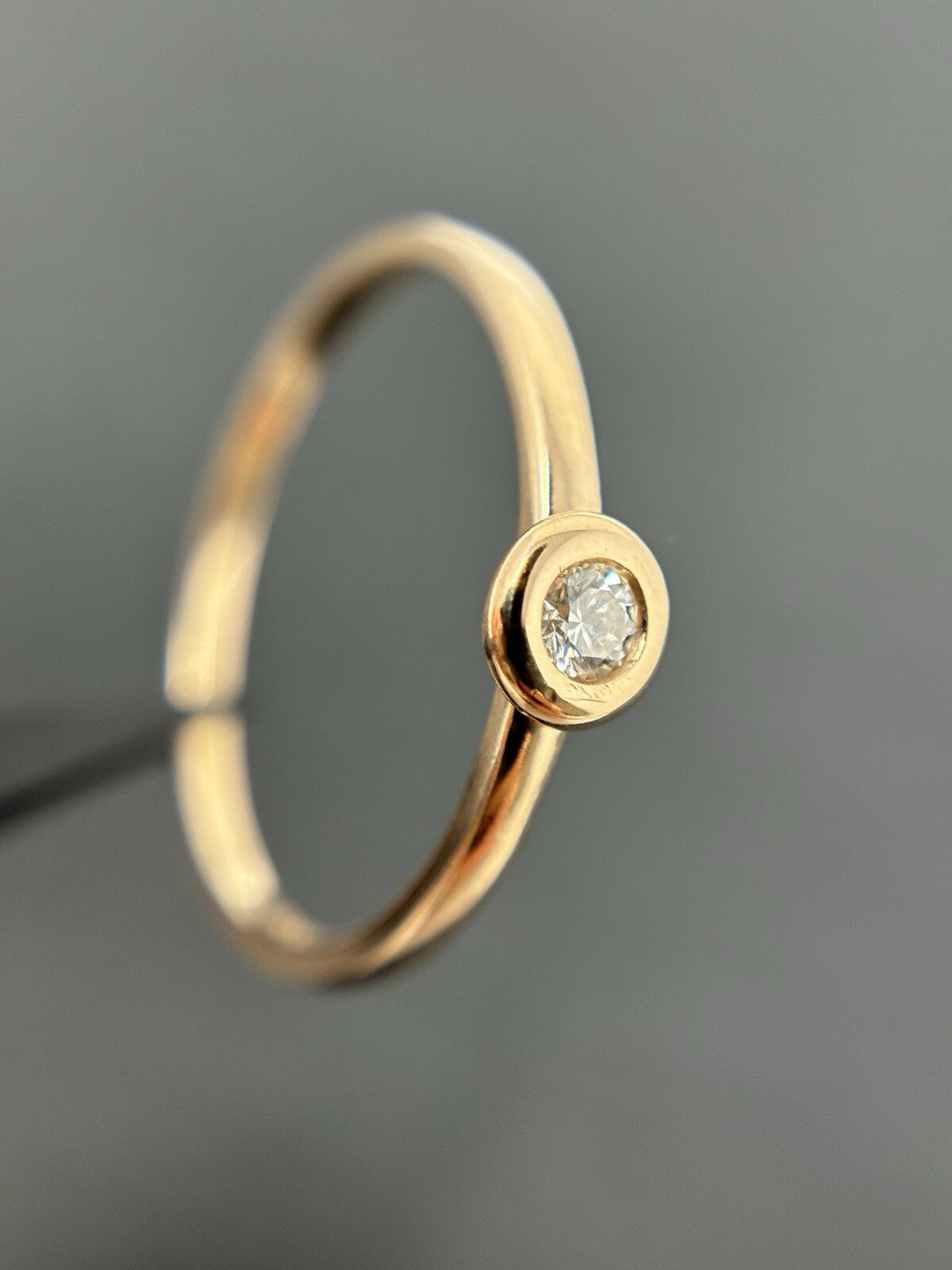 Gold Ring Rotgold 0,1ct Diamant 14K/585 Solitärring Gr.56