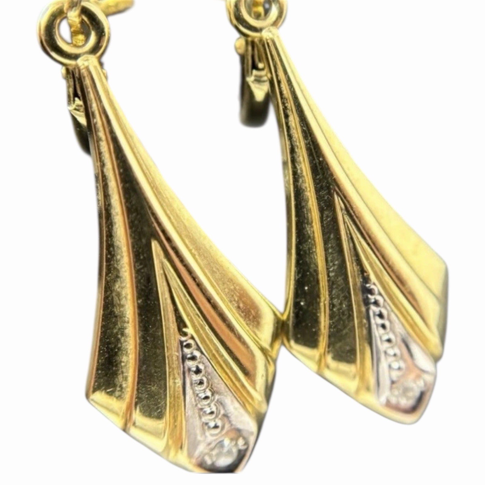 Ohrhänger Ohrringe Vintage Perlierung Brillanten Gelbgold 2,5cm 8K/333 