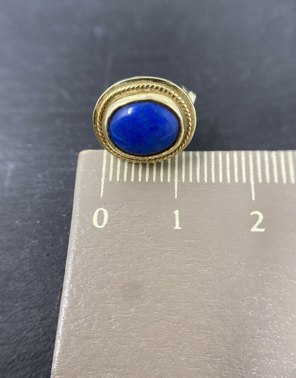 14K Gold Schmuckset Lapislazuli – Panzerkette & Ohrstecker – Echtgold – Vintage