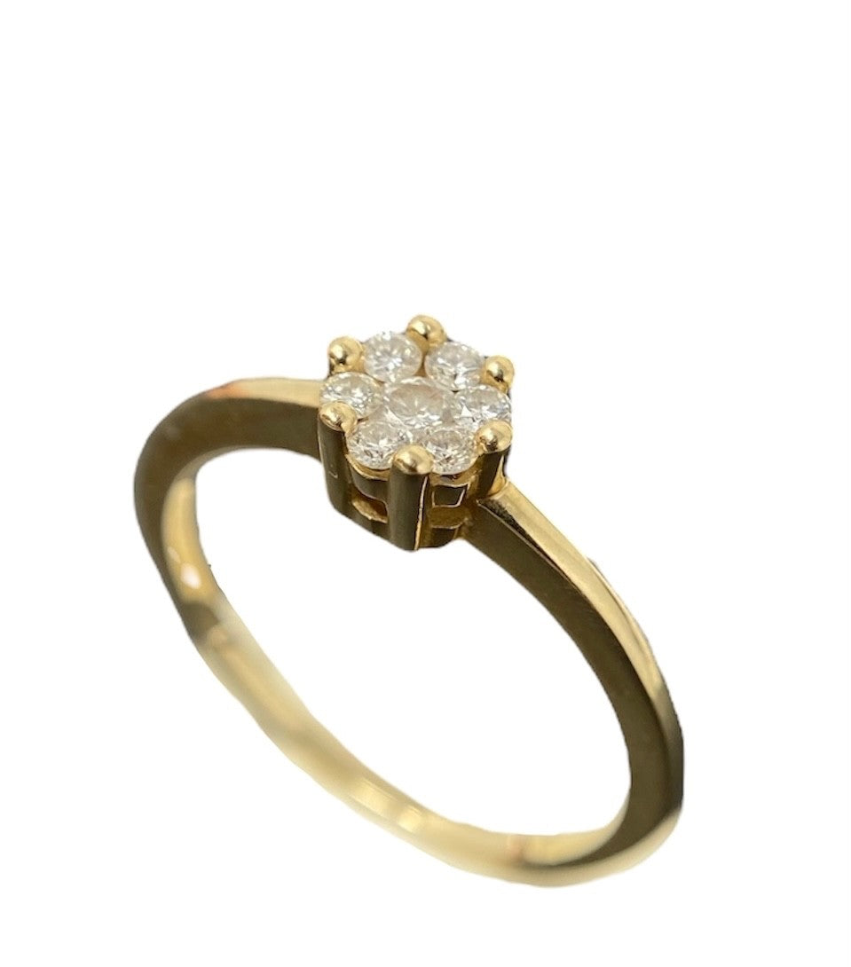 Diamantring Goldring 7 Brillanten  14K/585 Gr. 59