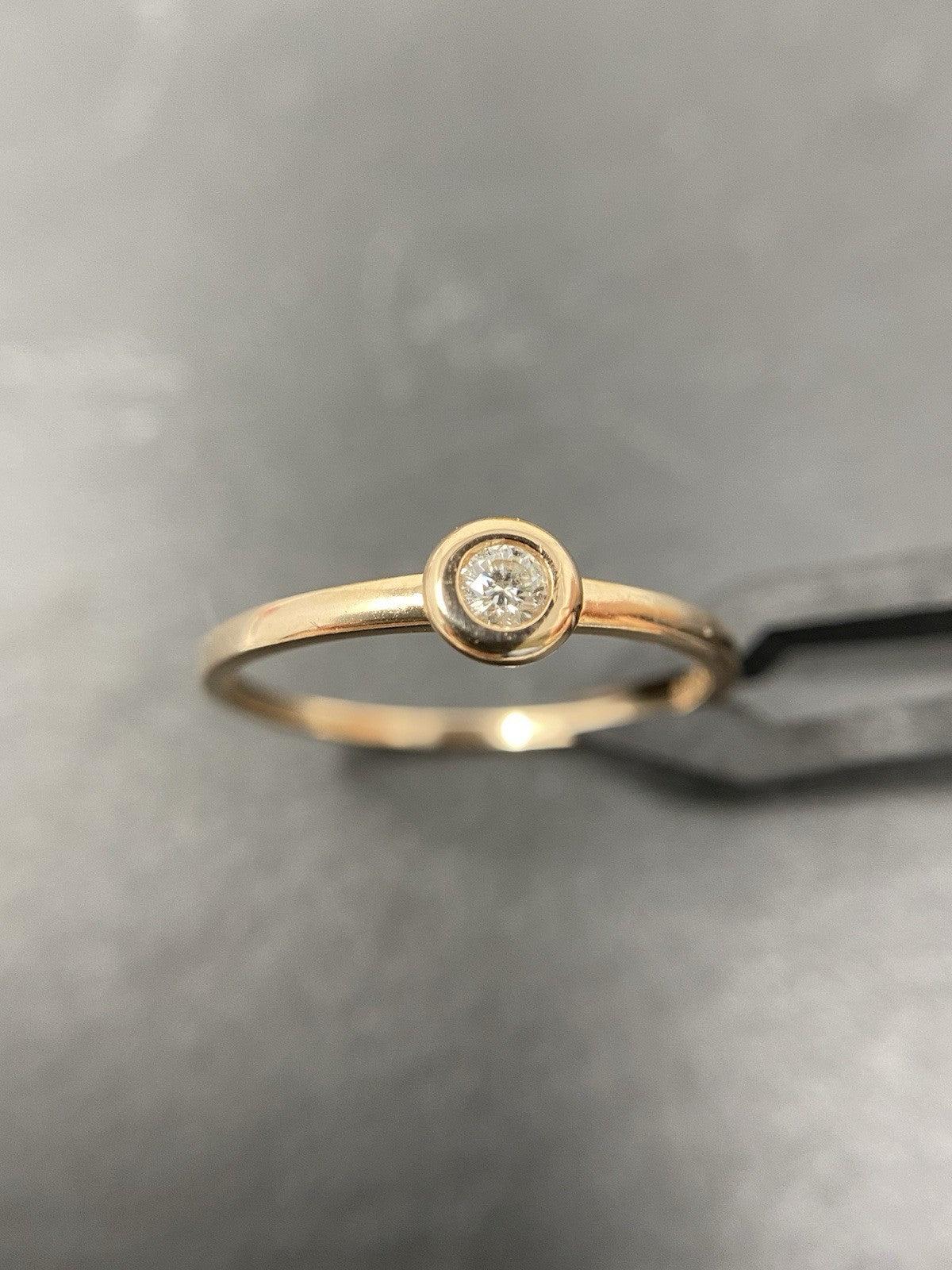 Gold Ring Rotgold 0,1ct Diamant 14K/585 Solitärring Gr.56