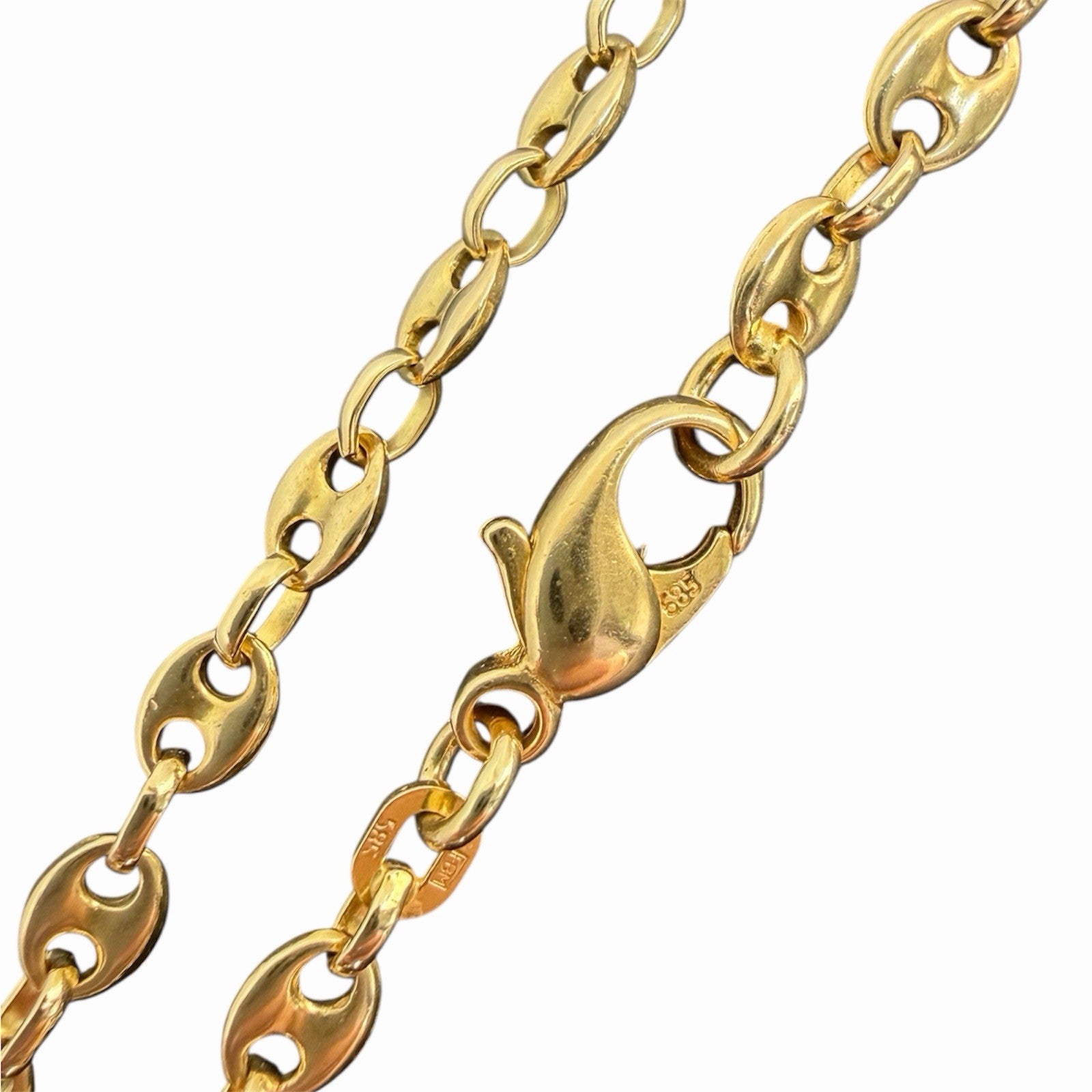 585 Gold Halskette Bohnenkette 4mm Gelbgold 51cm 14K