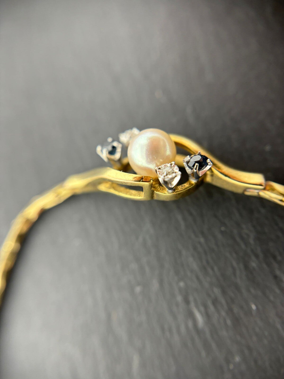 Armband Gelbgold Diamanten/Saphire Südseeperle 8K/333 19cm