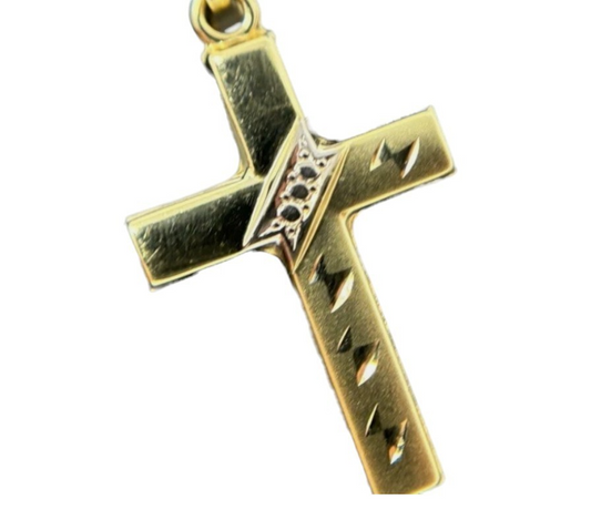 585 Gold Anhänger Kreuz mit Muster Sandgestrahlt 14K