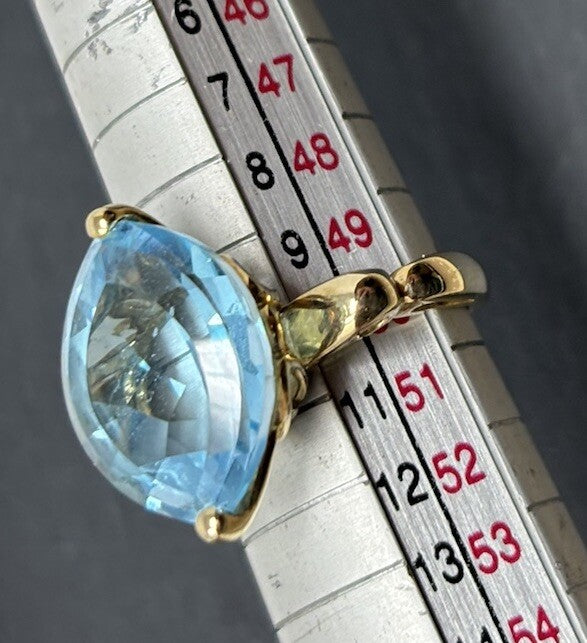 375 Gold Ring Blautopas Eisblau ca.15x10mm Damenring Gr.50 9K