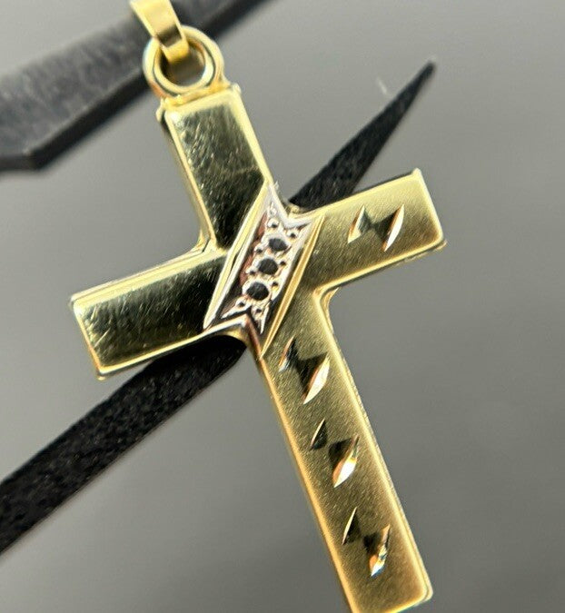 585 Gold Anhänger Kreuz mit Muster Sandgestrahlt 14K