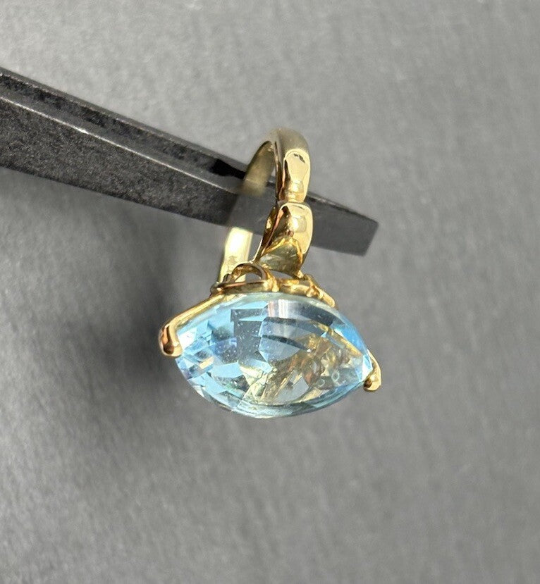 375 Gold Ring Blautopas Eisblau ca.15x10mm Damenring Gr.50 9K