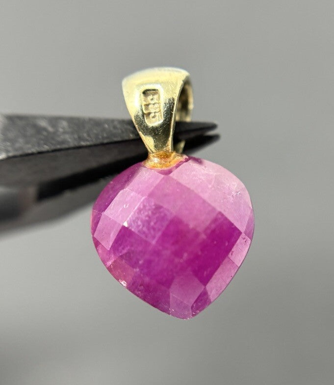 585 Gold Anhänger Rubin Herzschliff 10mm 14K